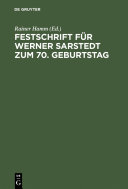 Festschrift für Werner Sarstedt zum 70. Geburtstag /