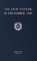 Tal och texter 20 december 1999 : Svenska akademien
