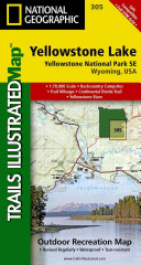 Yellowstone Lake, Yellowstone National Park SE, Wyoming, USA : 1:70,000 scale, backcountry campsites, trail mileage, Continental Divide Trail, Yellowstone River /