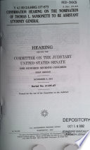Confirmation hearing on the nomination of Thomas L. Sansonetti to be Assistant Attorney General : hearing before the Committee on the Judiciary, United States Senate, One Hundred Seventh Congress, first session, November 6, 2001
