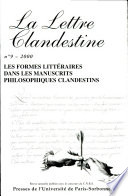 Les formes littéraires dans les manuscrits philosophiques clandestins : actes de la journée de Créteil du 26 mai 2000 /