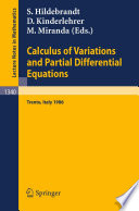 Calculus of variations and partial differential equations : proceedings of a conference held in Trento, Italy, June 16-21, 1986 /