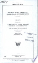 Military service posture, readiness, and budget issues : hearing before the Committee on Armed Services, House of Representatives, One Hundred Sixth Congress, second session, hearing held September 27, 2000