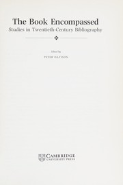 The Book encompassed : studies in twentieth-century bibliography /