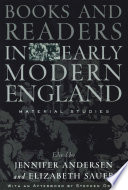 Books and readers in early modern England : material studies /