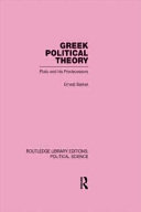 Greek political theory Plato and his predecessors /