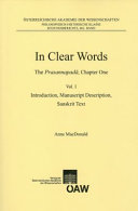 In clear words : the Prasannapadā, chapter one /