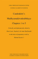 Candrakīrti's Madhyamakāvatārabhāṣya : chapters 1 to 5 /
