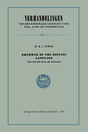 Grammar of the Sentani Language With Specimen Texts and Vocabulary /