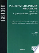 Planning for stability operations : the use of capabilities-based approaches /