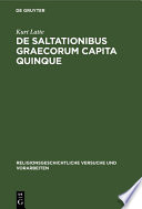 De saltationibus Graecorum capita quinque /