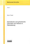 Demotische und griechische Urkunden aus Hawara in Übersetzung /