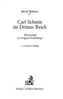 Carl Schmitt im Dritten Reich : Wissenschaft als Zeitgeist-Verst�arkung? /