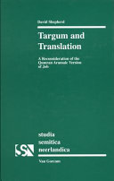 Targum and translation : a reconsideration of the Qumran Aramaic version of Job /